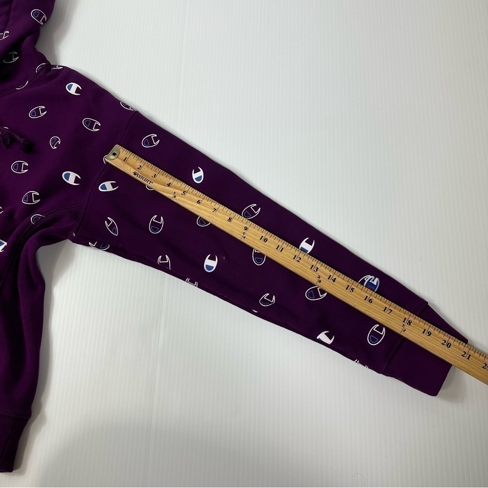 Champion Size M Reverse Weave All Over Logo Print Hoodie - Picture 11 of 13